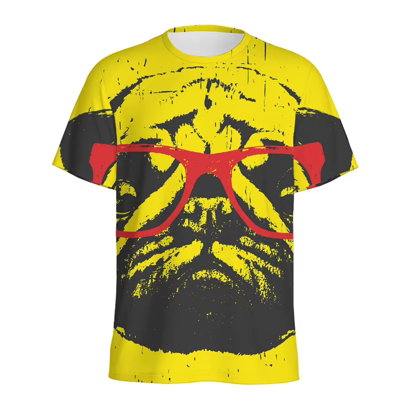 T-shirts à motif animalier chien Pug mignon pour hommes