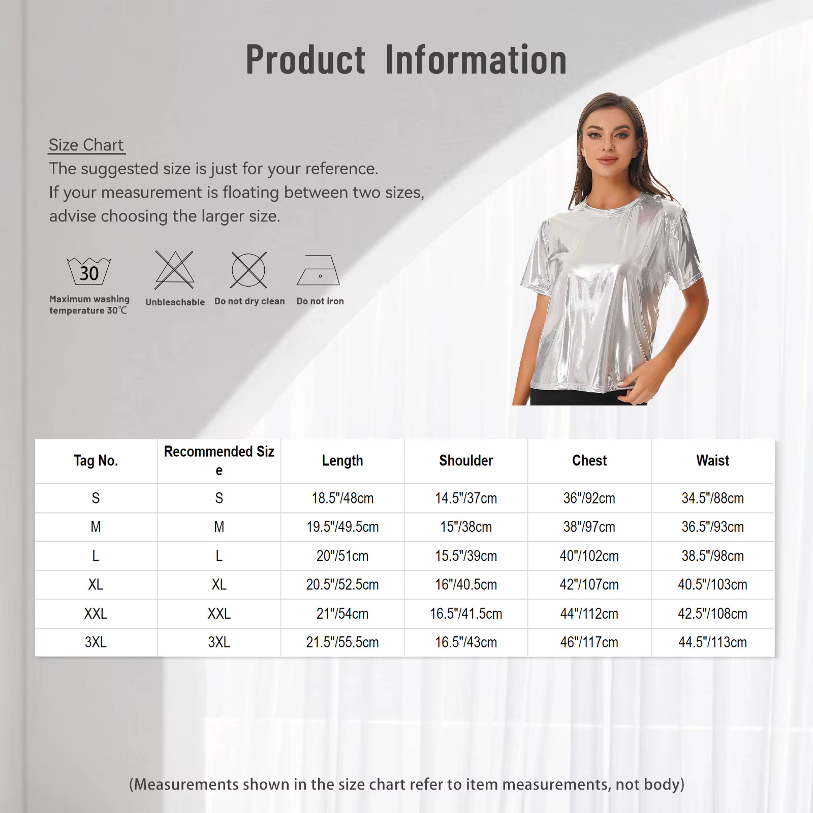 T-shirt métallique brillant à manches courtes pour femmes