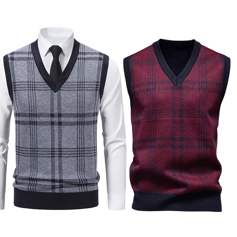Gilet en tricot sans manches pour homme 2026 – Pull léger décontracté à col en V