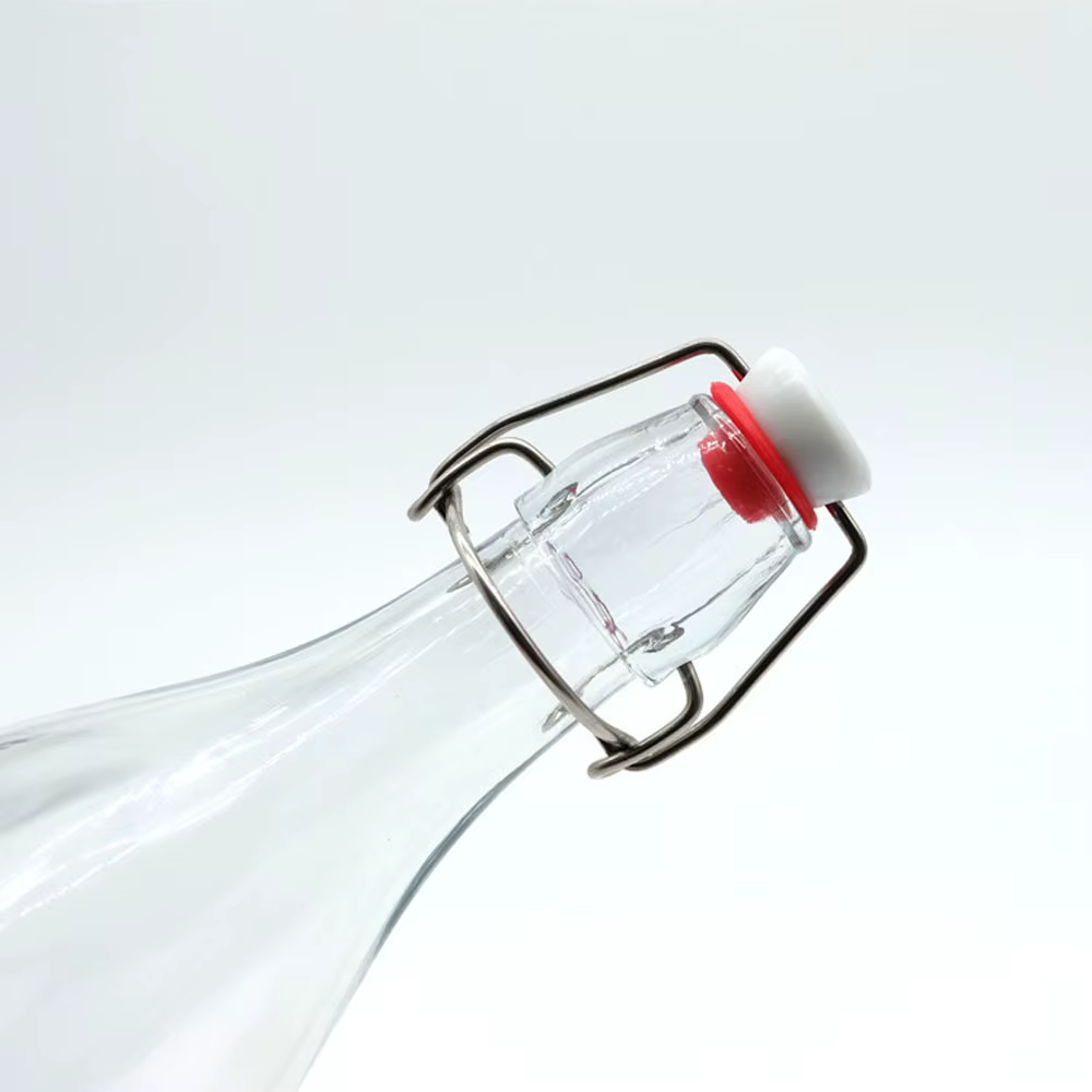 Bouteille en verre ronde à bouchon basculant pour huile de cuisson 60ml 100ml 250ml 500ml 750ml 1000ml, bouteilles à bouchon pivotant, MOQ2000, impression de logo personnalisée à bas prix