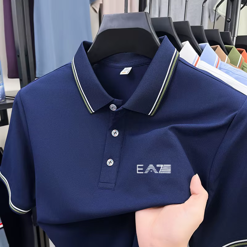 Polo à manches courtes imprimé avec lettres de marque de luxe pour hommes