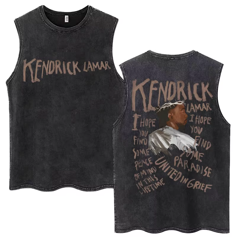 Débardeur Vintage délavé rappeur Kendrick Lamar Album pour hommes