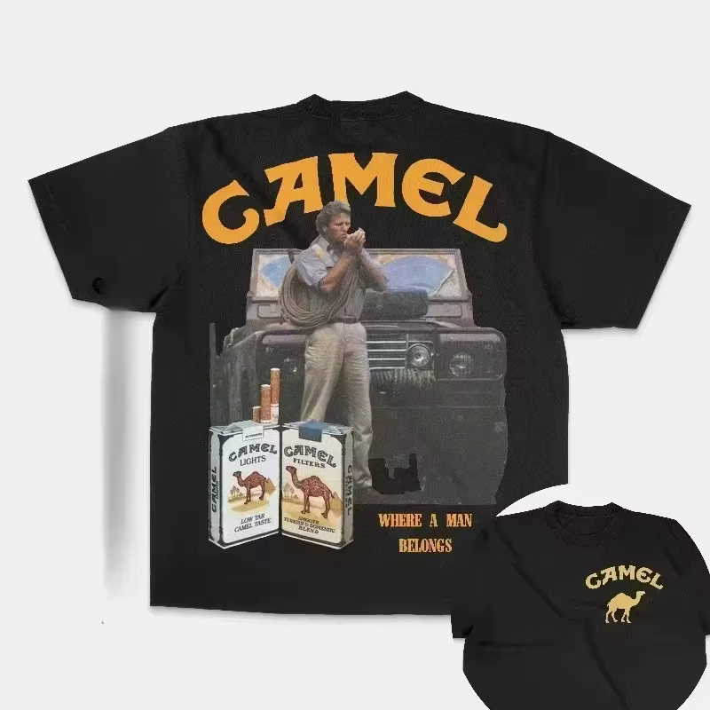 Nouveau T-shirt unisexe en coton avec motifs Camel Cigarettes