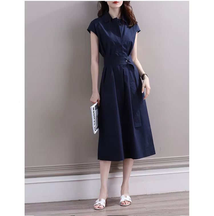 Robe chemise élégante et amincissante de style français