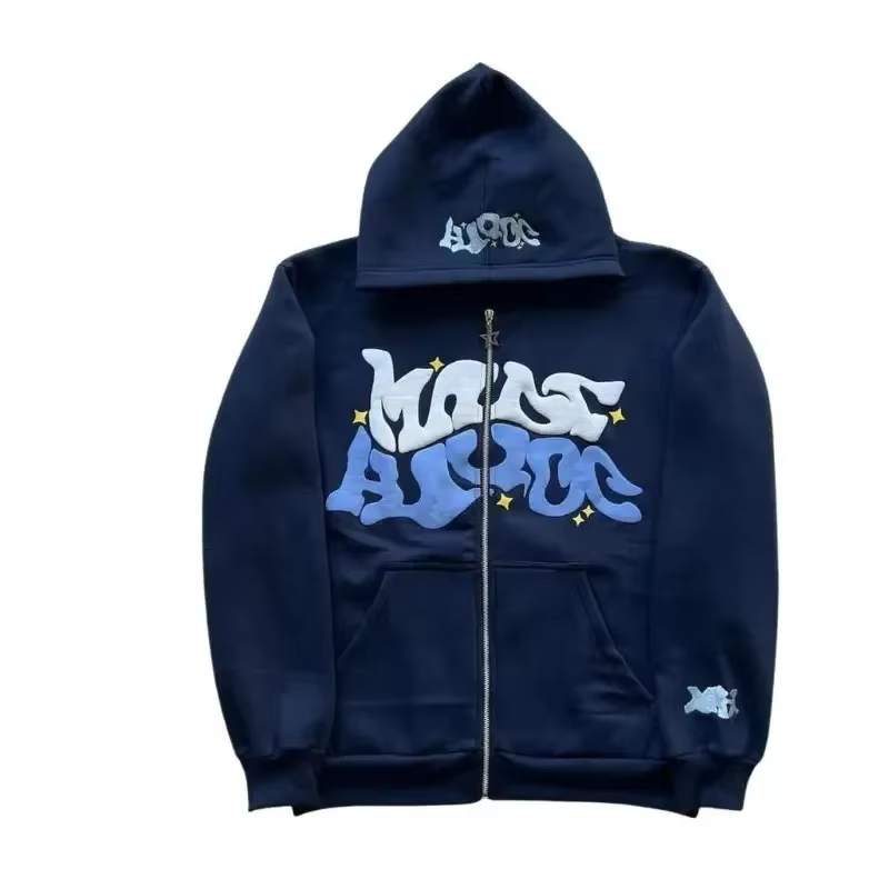 Sweat-shirt à capuche zippé en polaire imprimé