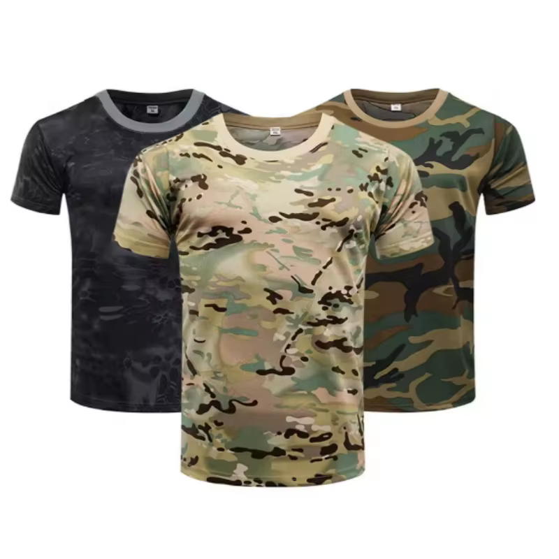 T-shirt camouflage tactique imprimé 3D pour homme