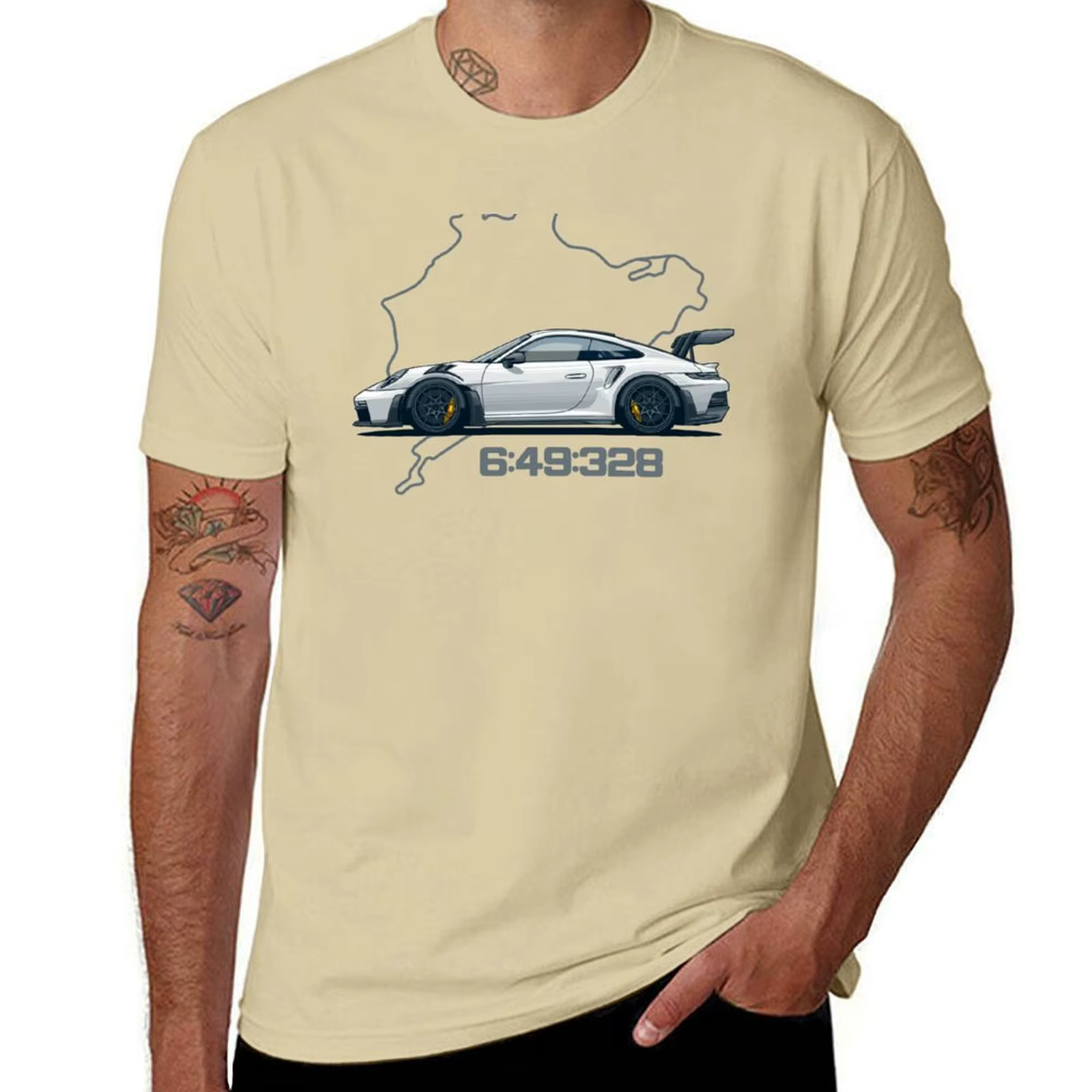 2025 nouveau modèle 992 GT3 RS Nordschleife T-Shirt plaine animal imprimé hommes vintage t-shirts