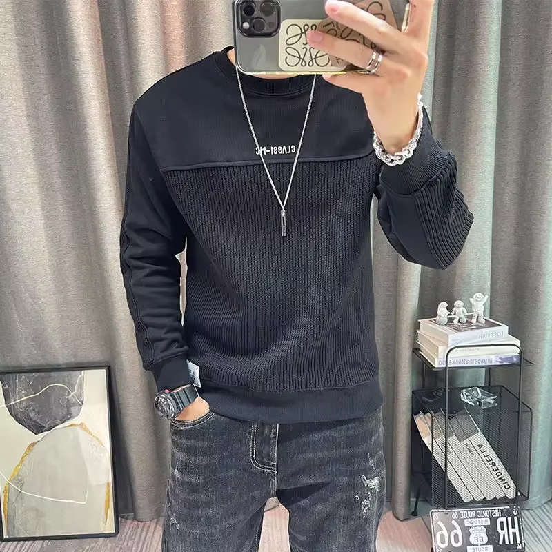 T-shirt à col rond et manches longues pour hommes