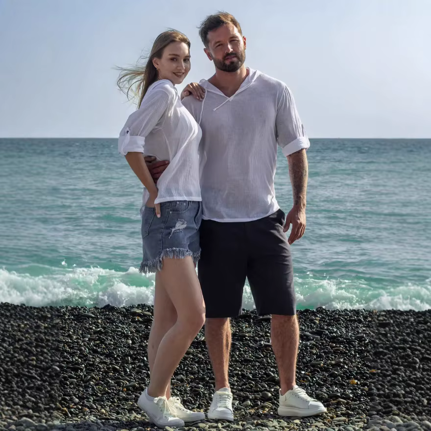 Nouvelle Chemise Homme 2026 à Capuche en Coton et Lin