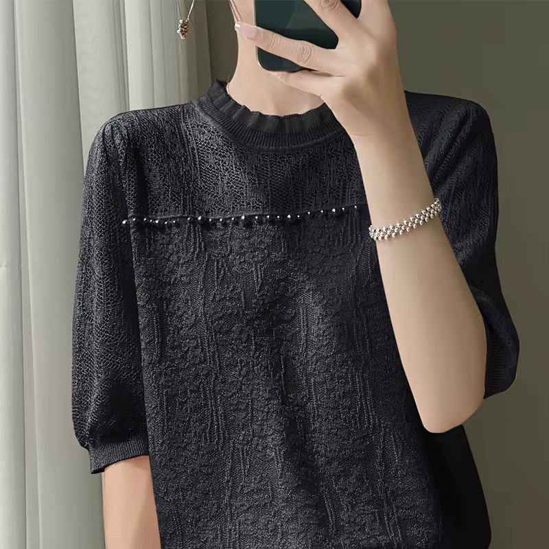 T-shirt en dentelle française pour femme