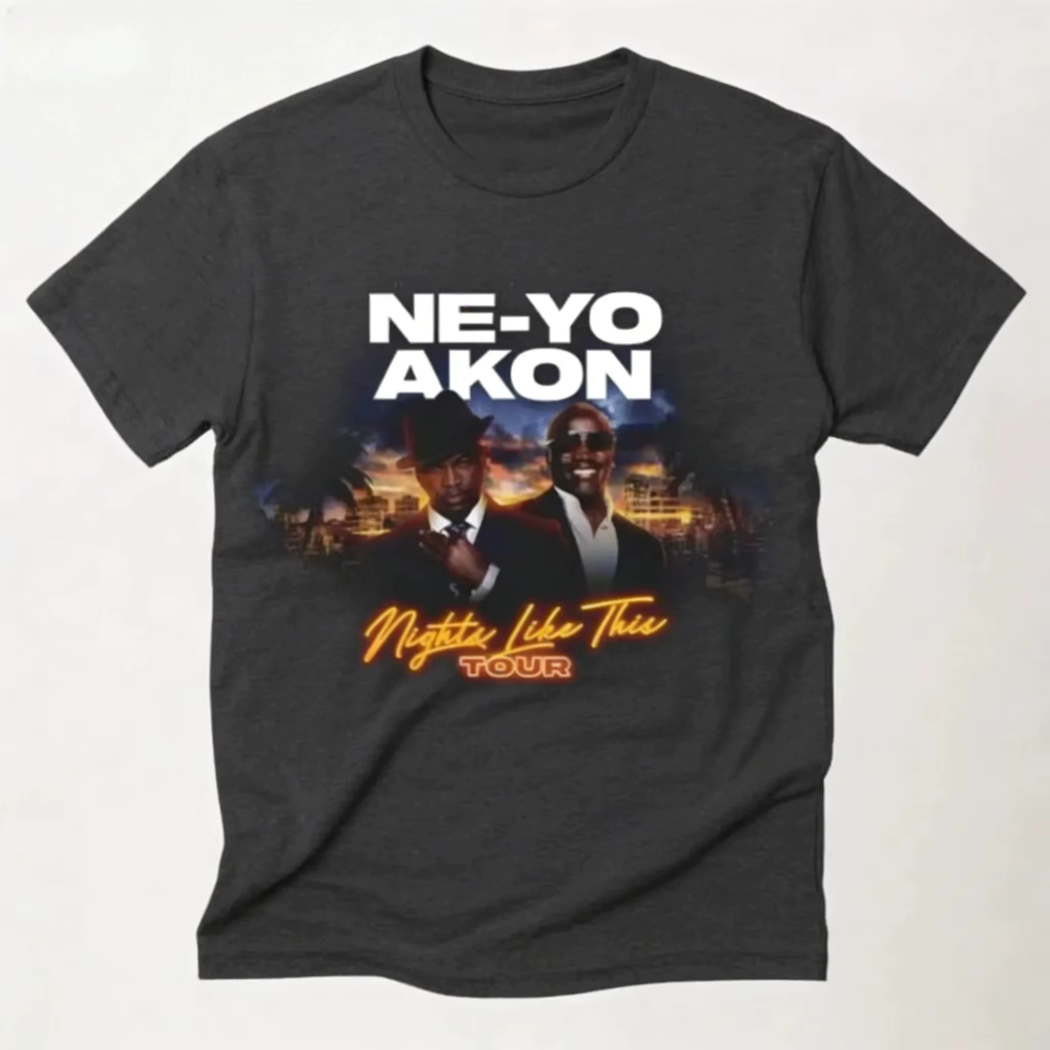 T-shirt Ne Yo Akon 2026 Nouvelle Tournée Night Like This – Haut Décontracté Tendance pour le Quotidien