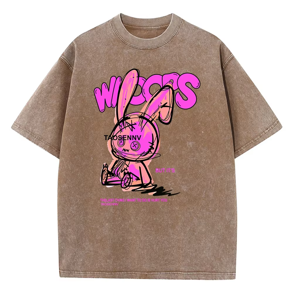 T-shirt à manches courtes délavé Vintage pour hommes