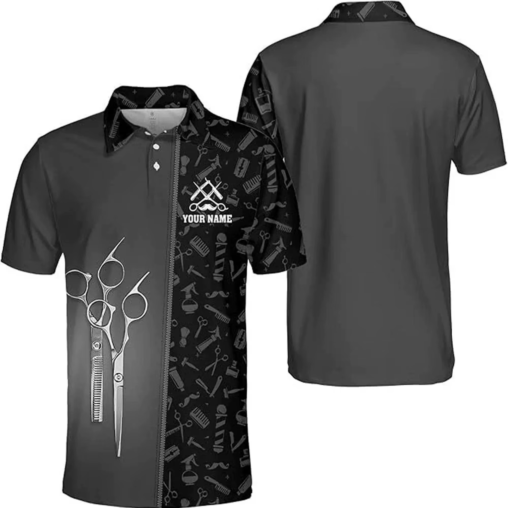 Polo de barbier à manches courtes pour hommes
