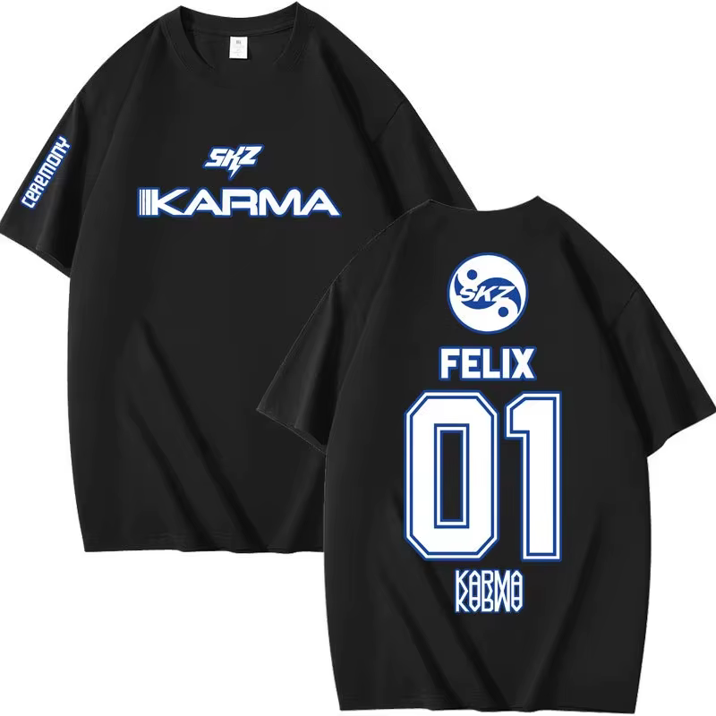 Populaire Kpop KARMA T-shirt à manches courtes femmes hommes Harajuku hauts Vintage esthétique graphiques