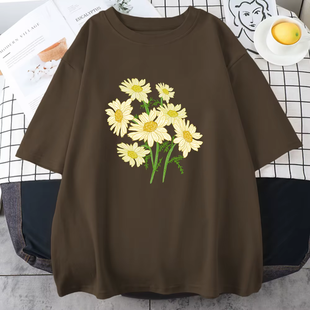 Frais Harajuku jaune chrysanthème fleur homme t-shirts graphique s-xxxl t-shirt de haute qualité