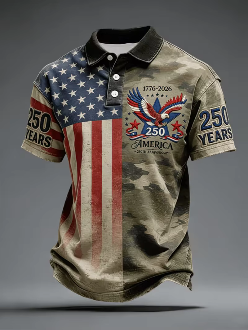 Polo personnalisé avec drapeau américain et Statue de la Liberté pour hommes et femmes