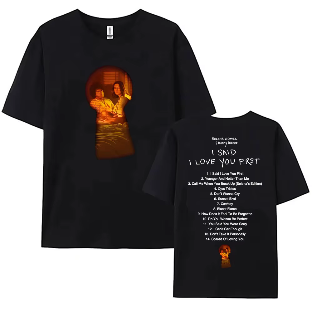 Vêtements pour femmes j'ai dit que je t'aime premier Album 2025 T-shirt Selena Gomez & Benny Blanco chanteur imprimé