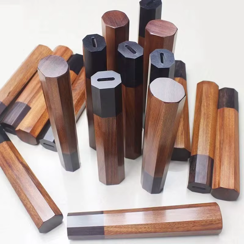 Couteau de cuisine japonais en bois massif, manche de bricolage, partie professionnelle Santoku, tranchage de viande, poisson brut, couteau de Chef, manche octogonal en ébène