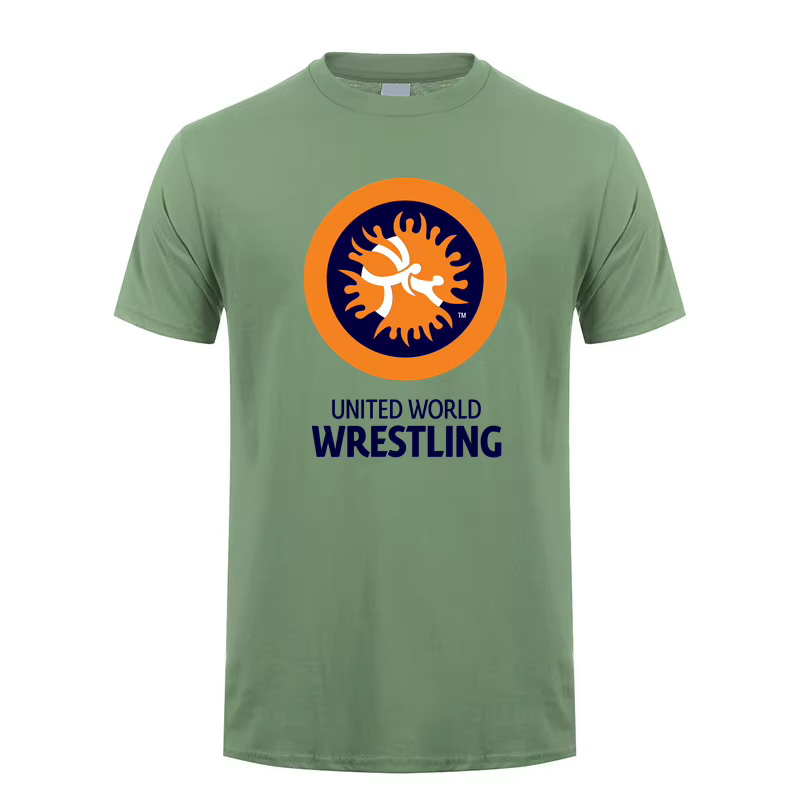 United World Wrestling T-shirt été hommes à manches courtes coton Cool UWW
