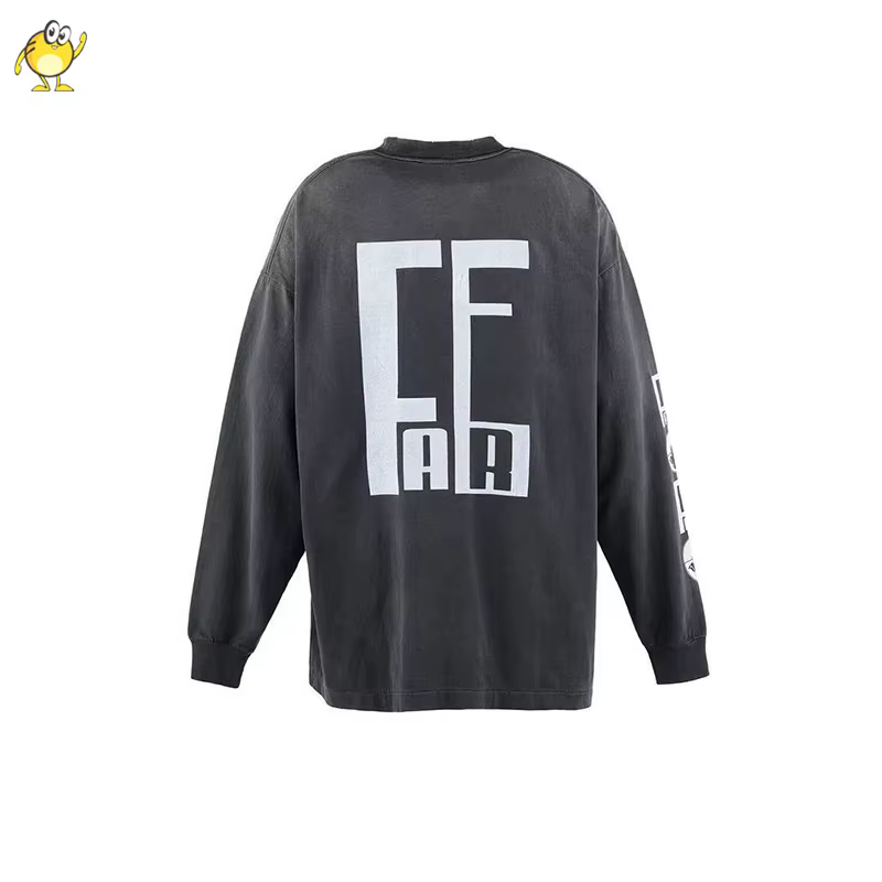 Nouveau Streetwear SAINT à manches longues t-shirt hommes femme lavé faire vieux endommagé mode col rond haut