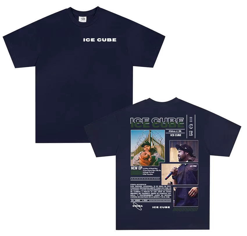 Rappeur Ice Cube Tour Album 2025 t-shirts graphiques hommes Hip Hop surdimensionné à manches courtes T-shirt mode haute