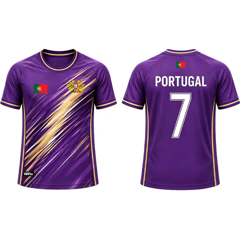 Nouveau maillot de football du Portugal, respirant, à manches courtes, pour l'entraînement sportif en extérieur, t-shirt décontracté pour hommes et femmes