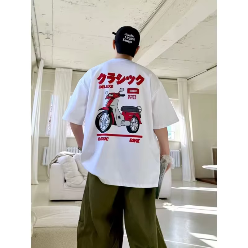 Nouveaux t-shirts de moto pour hommes et femmes pour l'été. Avec logos de voitures. Tops à manches courtes tendance rétro décontractés punk à col rond