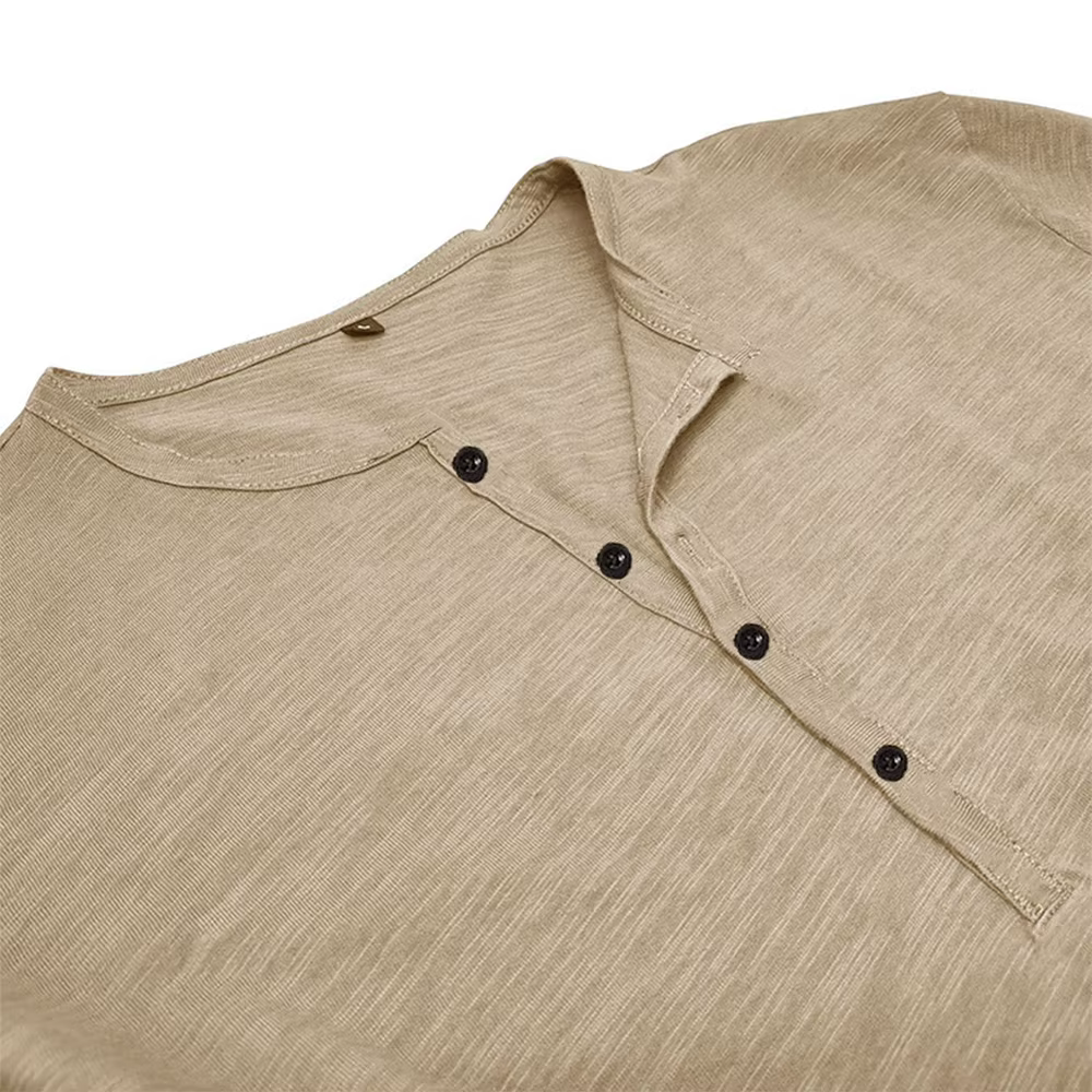 T-shirt à manches longues et col Henley pour hommes