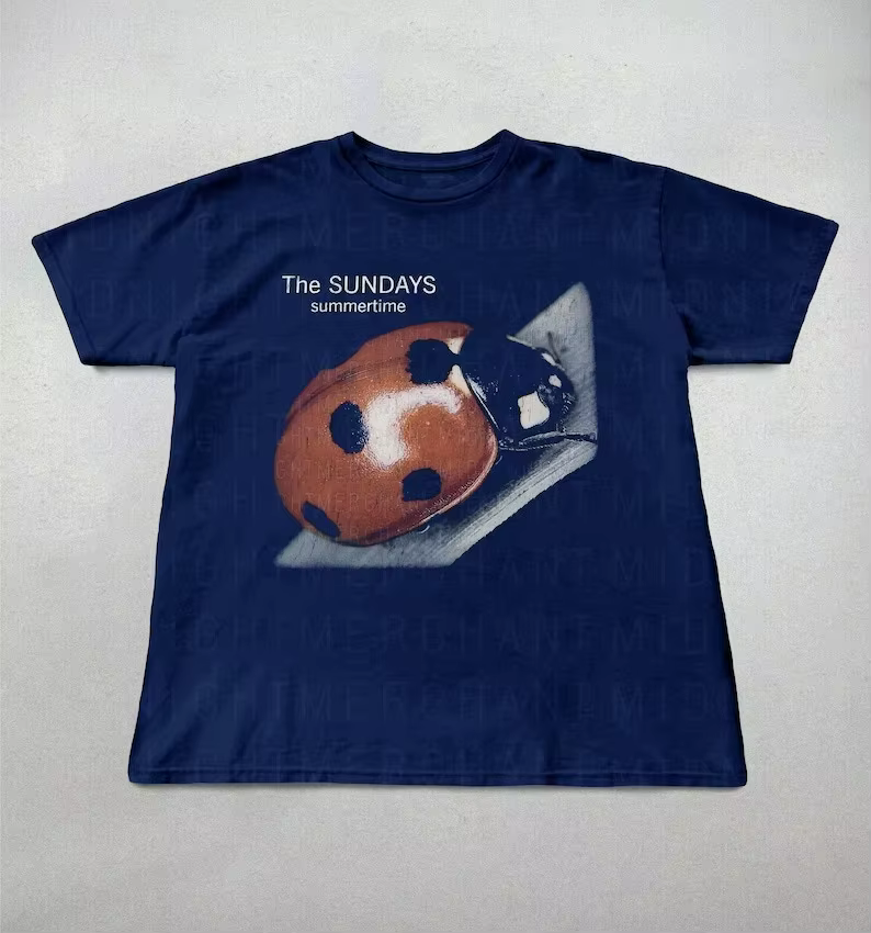 The Sundays Summer Time T-shirt à manches courtes en coton Vintage motif drôle imprimé T-shirt hommes femmes Ins Style Y2k Streetwear T-shirt hauts