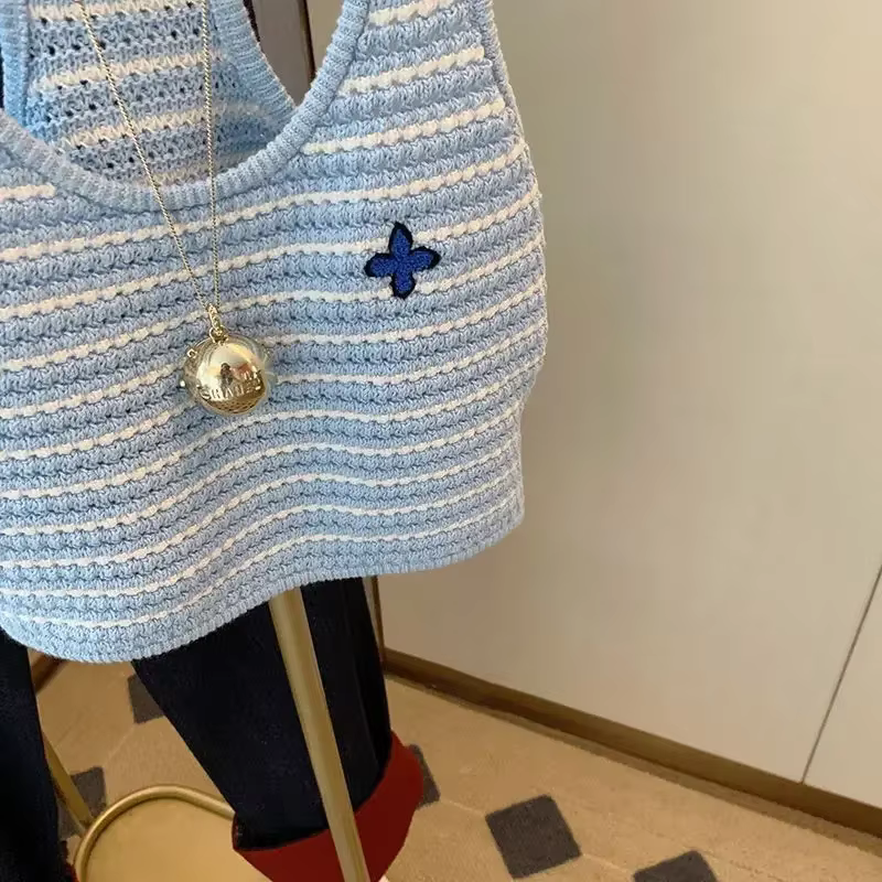 Tendance rayé débardeur été Sexy haut en tricot t-shirt femmes vêtements à la mode