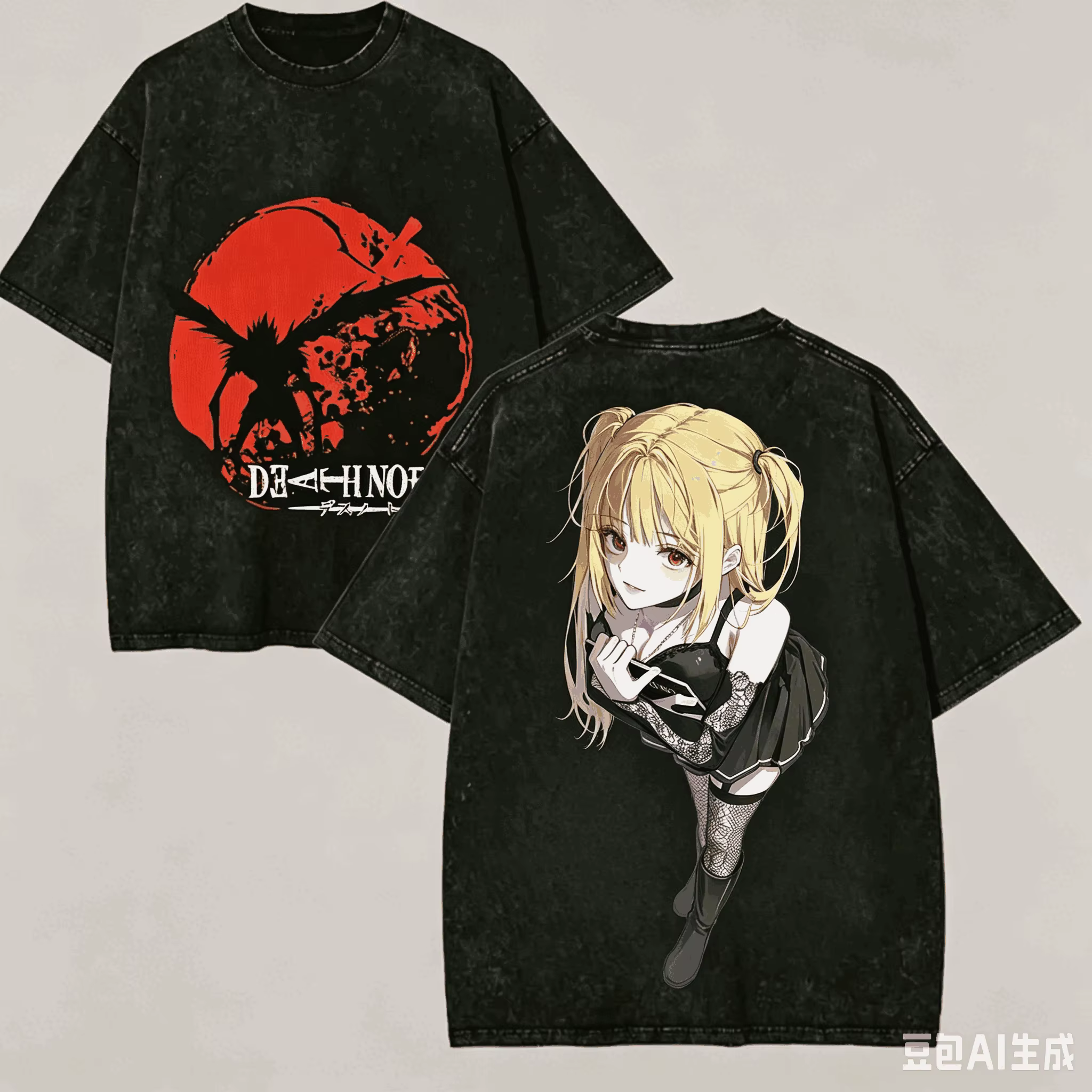 T-shirt délavé Death Note pour les amateurs d'anime