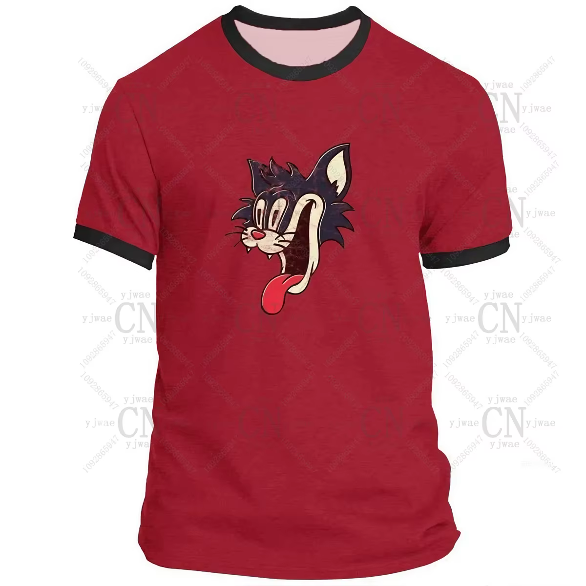 T-shirt Crazy Cat Smiling Psycho Ringer
