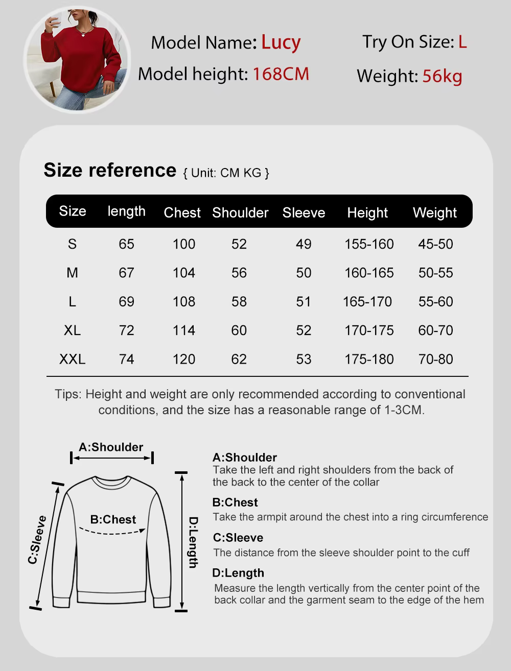 Sweat-shirt à col ras du cou pour femme