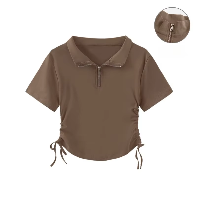 T-shirt polo pour femme à demi-zip