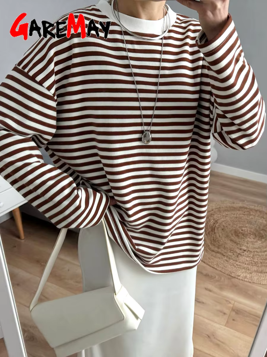 T-shirt Rayé à Manches sulfpour Femme