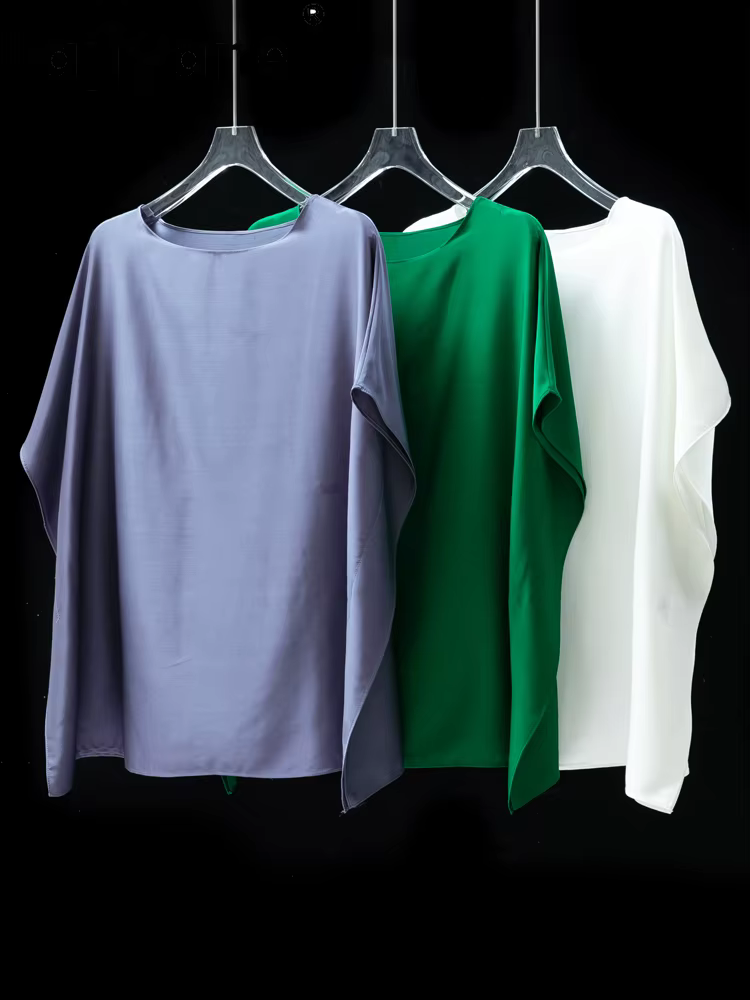 TAJIYANE 93% soie de mûrier t-shirts pour femme décontracté manches chauve-souris T-shirt 19 Mommes hauts d'été 2025 dames vêtements Футlıkkus