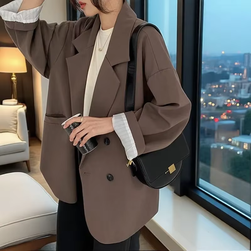 Blazer surdimensionné imbibé coréen pour femmes