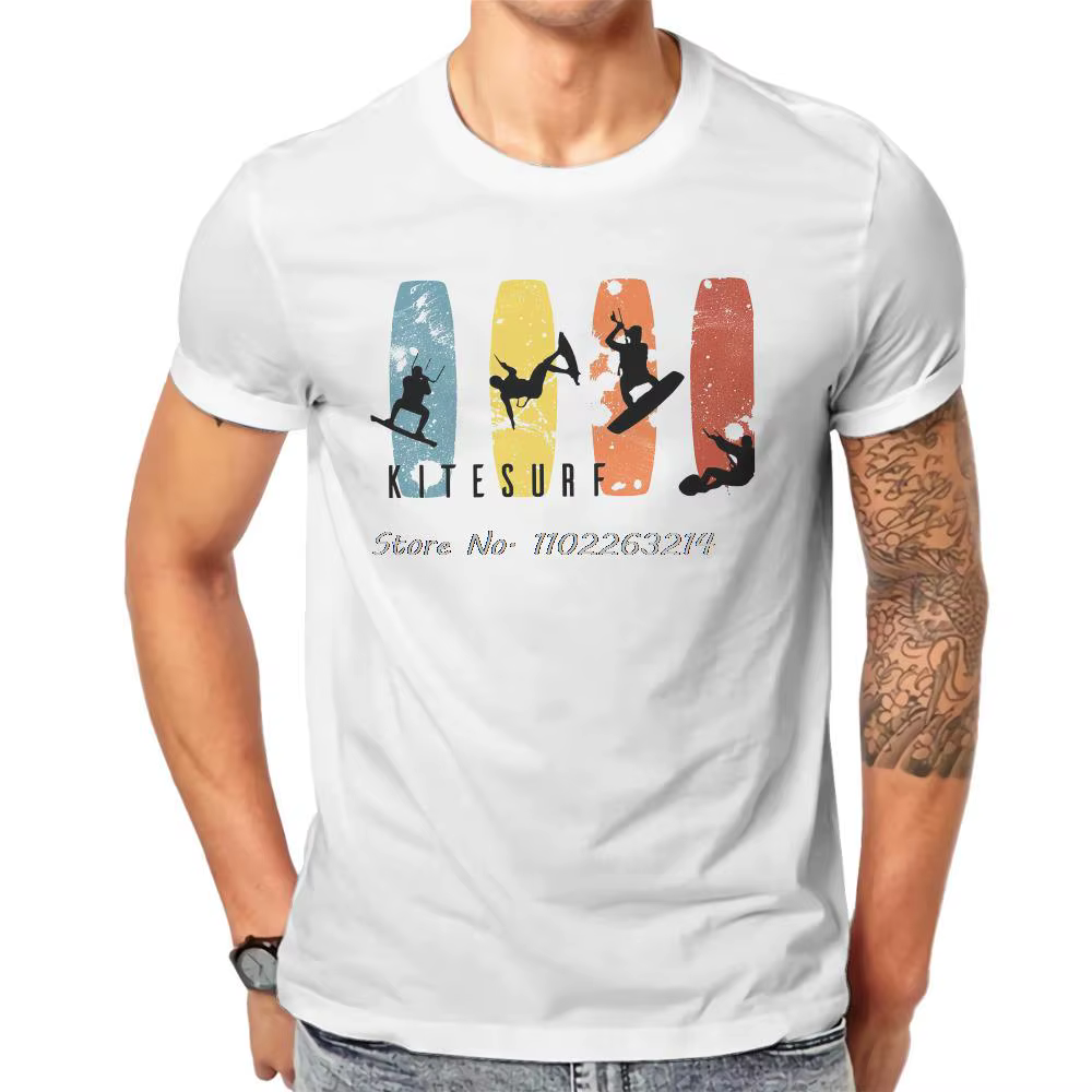 Kitesurf Kitesurf T-shirt drôle Simple et loisirs Personnaliser T-shirt pour hommes T-shirts en coton unisexe Streetwear surdimensionné