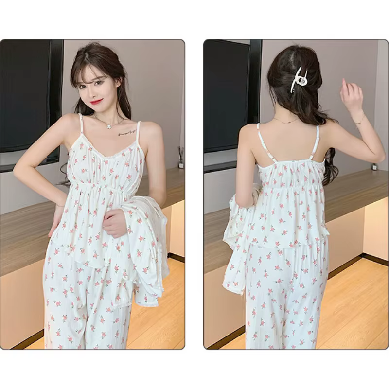 Pyjama trois pièces en coton pour femmes