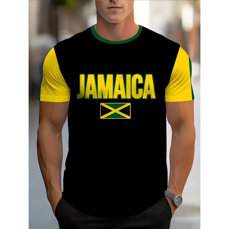 Jamaïque drapeau carte graphique T-Shirt pour hommes drôle jamaïcain 3D imprimé t-shirts été respirant haut col en o à