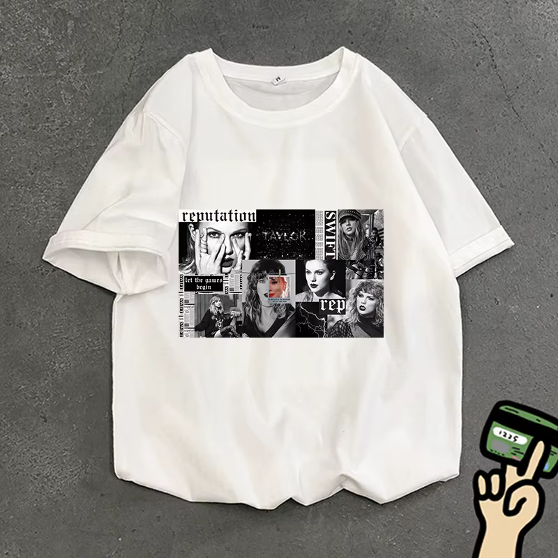 T-shirt pour femme Taylor Swift, vêtement basique, merchandising populaire de la chanteuse, haut à manches courtes, col rond, mode, fans, streetwear, cadeau commémoratif