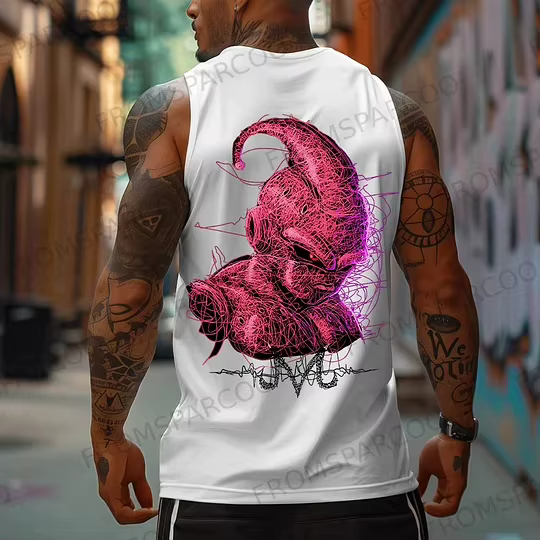 Débardeur de dessin animé de démon rose pour hommes