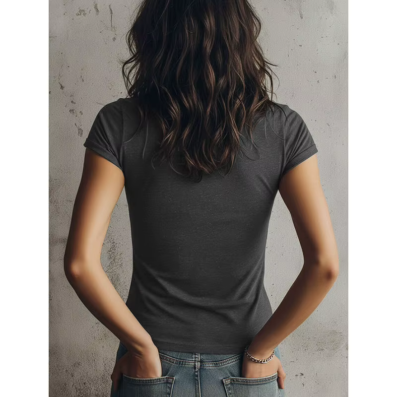 T-shirt d'été slim fit à demi-zip et col à revers pour femme