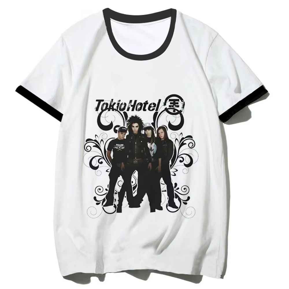 T-shirt Tokio Hotel pour adolescents, streetwear graphique des années 2000, vintage, harajuku, haut coloré, rétro, tendance, graphique, confortable, pastel