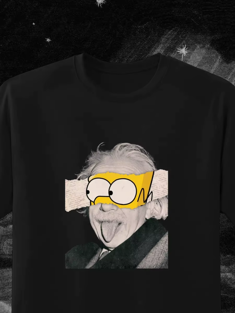 Einstein et Homer T-shirt noir été hommes et femmes hiver surdimensionné ample sweat-shirt décontracté