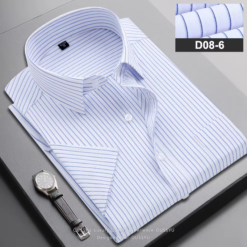 Chemise professionnelle rayée à manches courtes pour homme