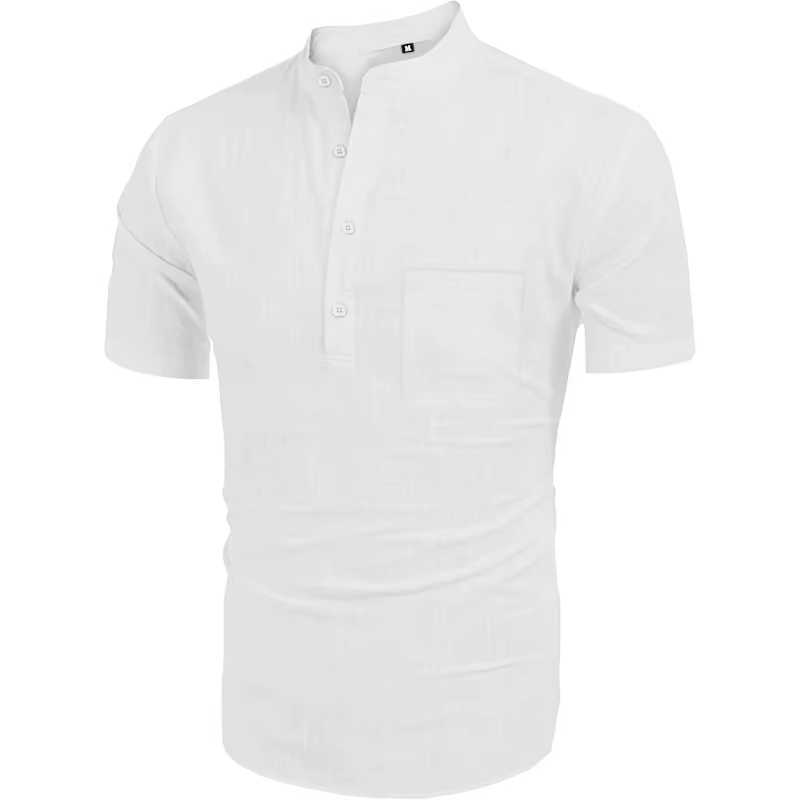 Été hommes Henley Shot manches t-shirt casual Hippie plage coton col de chemise léger Yoga