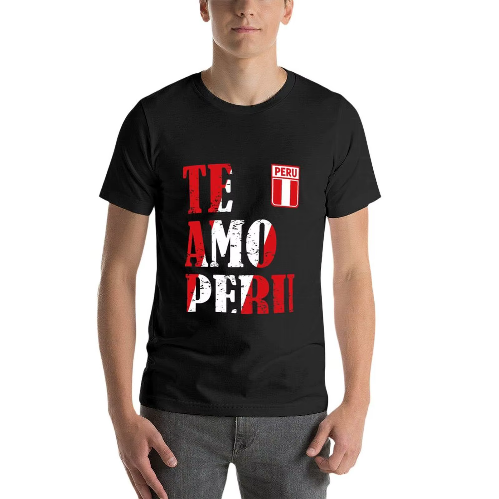 T-shirt I Love Peru Te Amo Peru pour hommes, imprimé animal pour garçons, chemises de retraite noires unies
