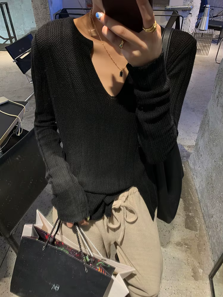 Pull à col en V pour femme