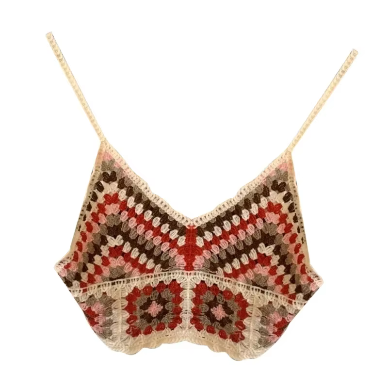 Haut court d'été en tricot au Crochet pour femmes